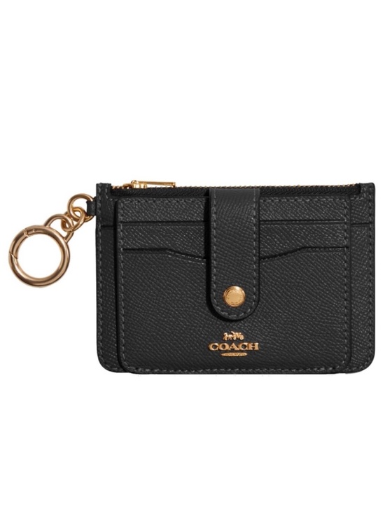 Coach Accessories - NWT Coach Black Card Holder with Gold Accents